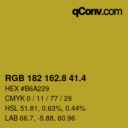 カラーコード: RGB 182 162.8 41.4 | qconv.com