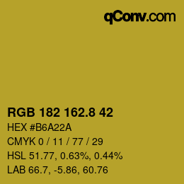 Color code: RGB 182 162.8 42 | qconv.com