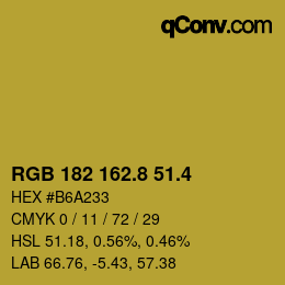 カラーコード: RGB 182 162.8 51.4 | qconv.com