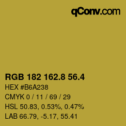 カラーコード: RGB 182 162.8 56.4 | qconv.com