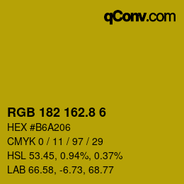 カラーコード: RGB 182 162.8 6 | qconv.com