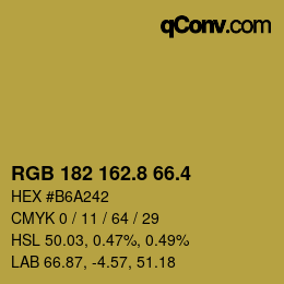 カラーコード: RGB 182 162.8 66.4 | qconv.com