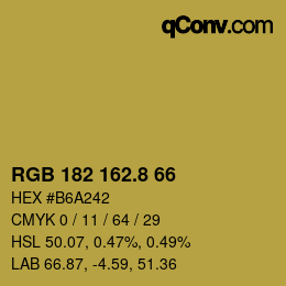 Color code: RGB 182 162.8 66 | qconv.com