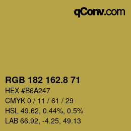カラーコード: RGB 182 162.8 71 | qconv.com