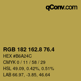 カラーコード: RGB 182 162.8 76.4 | qconv.com