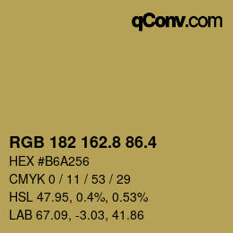 カラーコード: RGB 182 162.8 86.4 | qconv.com