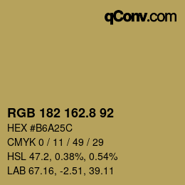 カラーコード: RGB 182 162.8 92 | qconv.com