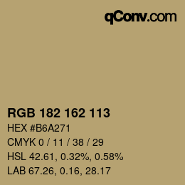Color code: RGB 182 162 113 | qconv.com