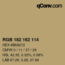 Color code: RGB 182 162 114 | qconv.com