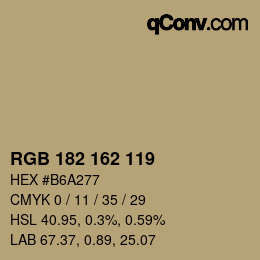 颜色代码: RGB 182 162 119 | qconv.com