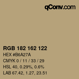 カラーコード: RGB 182 162 122 | qconv.com