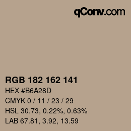 カラーコード: RGB 182 162 141 | qconv.com