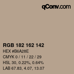 カラーコード: RGB 182 162 142 | qconv.com