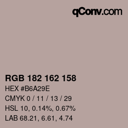 Color code: RGB 182 162 158 | qconv.com