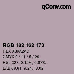 Color code: RGB 182 162 173 | qconv.com