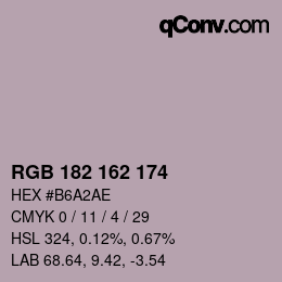 カラーコード: RGB 182 162 174 | qconv.com