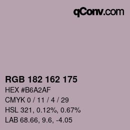 カラーコード: RGB 182 162 175 | qconv.com