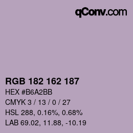 Color code: RGB 182 162 187 | qconv.com