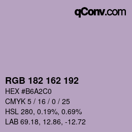 Color code: RGB 182 162 192 | qconv.com