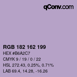 Color code: RGB 182 162 199 | qconv.com