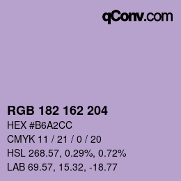 カラーコード: RGB 182 162 204 | qconv.com