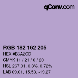 カラーコード: RGB 182 162 205 | qconv.com