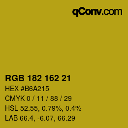 Color code: RGB 182 162 21 | qconv.com