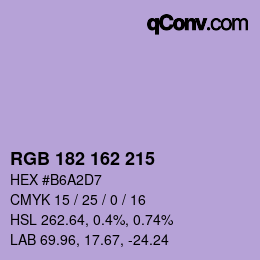 Color code: RGB 182 162 215 | qconv.com