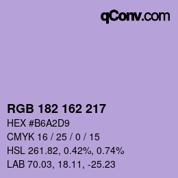 Color code: RGB 182 162 217 | qconv.com