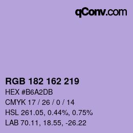 Color code: RGB 182 162 219 | qconv.com