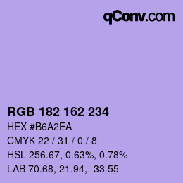 Color code: RGB 182 162 234 | qconv.com