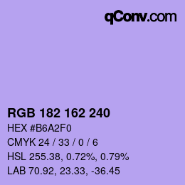 Color code: RGB 182 162 240 | qconv.com