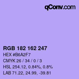 Color code: RGB 182 162 247 | qconv.com