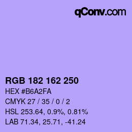 Color code: RGB 182 162 250 | qconv.com