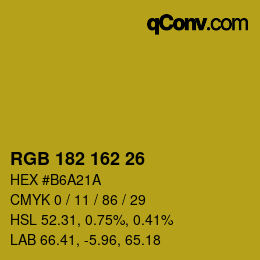 Color code: RGB 182 162 26 | qconv.com