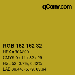 Color code: RGB 182 162 32 | qconv.com