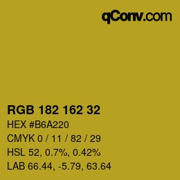 カラーコード: RGB 182 162 32 | qconv.com