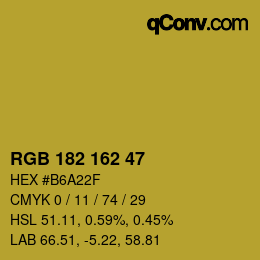 Color code: RGB 182 162 47 | qconv.com