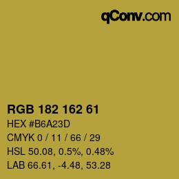 Color code: RGB 182 162 61 | qconv.com