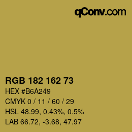 カラーコード: RGB 182 162 73 | qconv.com