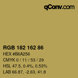 Color code: RGB 182 162 86 | qconv.com
