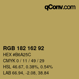 カラーコード: RGB 182 162 92 | qconv.com