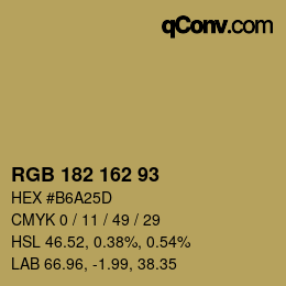 Color code: RGB 182 162 93 | qconv.com