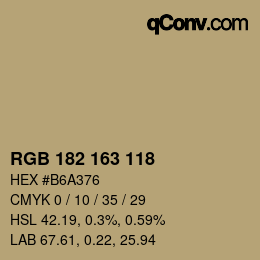 カラーコード: RGB 182 163 118 | qconv.com
