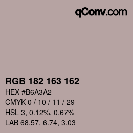 Color code: RGB 182 163 162 | qconv.com