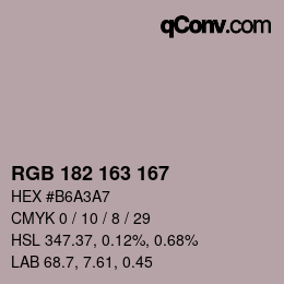 Color code: RGB 182 163 167 | qconv.com