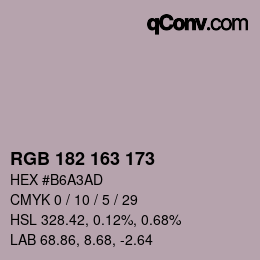 Color code: RGB 182 163 173 | qconv.com