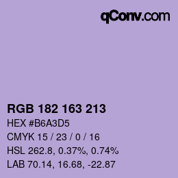 Color code: RGB 182 163 213 | qconv.com