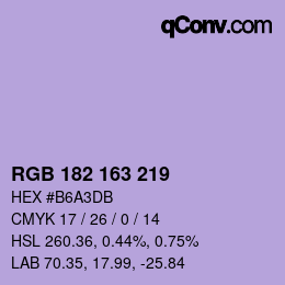Color code: RGB 182 163 219 | qconv.com