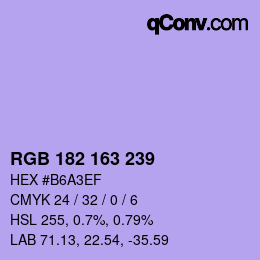 Color code: RGB 182 163 239 | qconv.com
